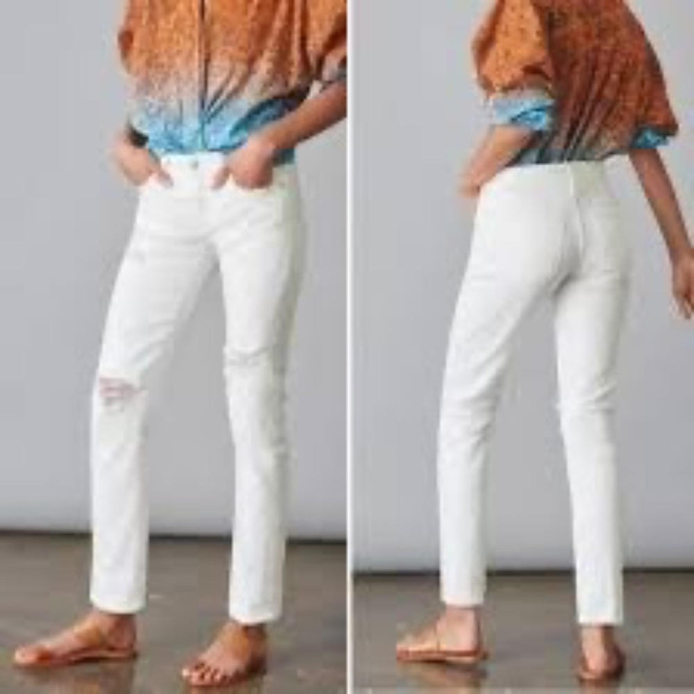 Pilcro and the Letterpress Slim Straight Distressed Jeans Light Wash Size 27